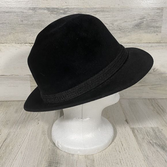 Vintage Dobbs 5th Ave Black Fedora Size 6 7/8 Black Band Red Feather Classic EUC - Picture 4 of 8